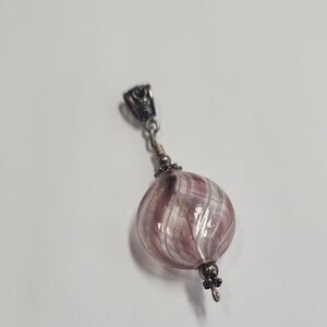 Elegant Pink Blown Glass Pendant Sterling Silver 925